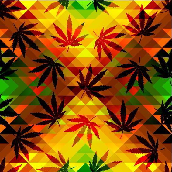 hemp leaves with modern background vector 02  