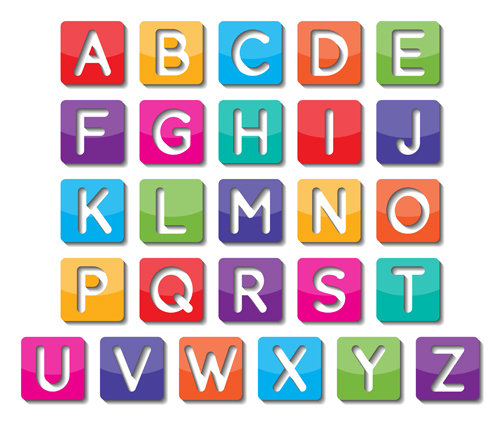 hollow out alphabet colored vector  