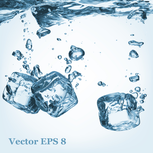 Eiswürfel mit Wasser Hintergrund Vector 04  