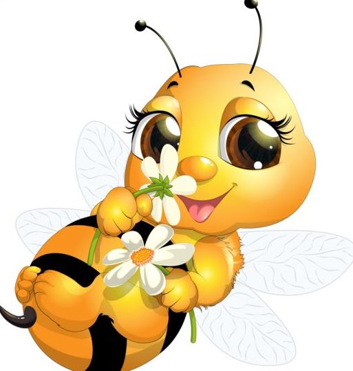 사랑 스러운 만화 꿀벌 세트 벡터 24  