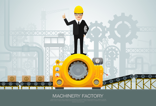 Maschine und Fabrik Geschäft Vorlage Vektor 02  