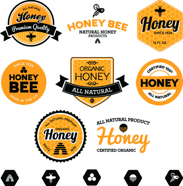 Bio-Honig Etiketten Vektoren  