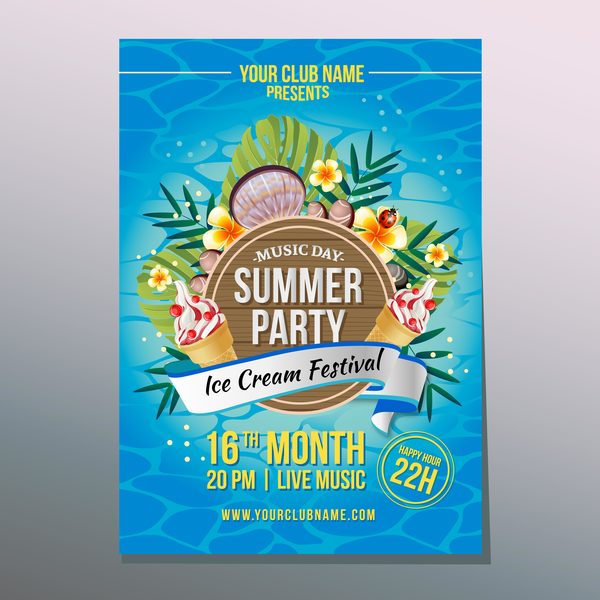 summer ice party poster vector  