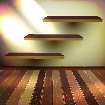 Vector wood shelf set 03  