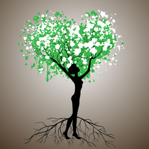 Set of Tree People Silhouettes vector 05  