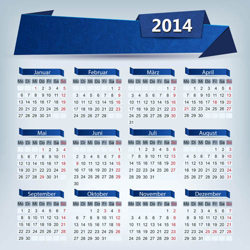 2014 Calendar grid vector design 01  