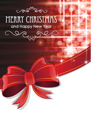 2015 christmas cards red bow vector set 03  