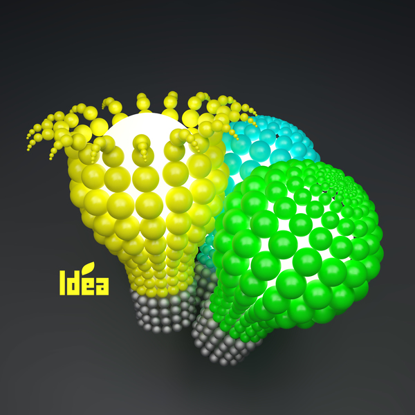 Illustration de l'ampoule 3D avec le vecteur modèle idée 10  