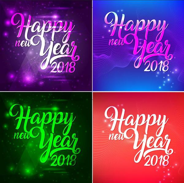 4 Kind 2018 new year background vector design  