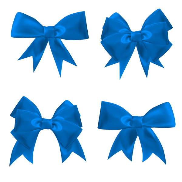 4 blue ribbon bows vector  
