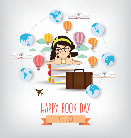 April 23 happy book day vector design 06  