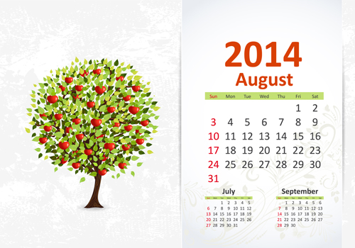 August 2014 Calendar vector  