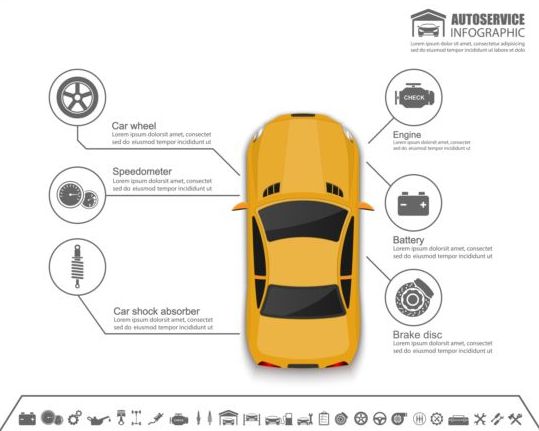 Infografica di servizio auto vettore modello 06  
