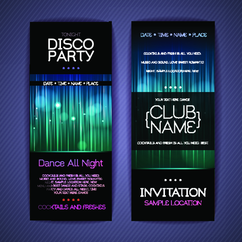 Banners disco party creative vector 01  