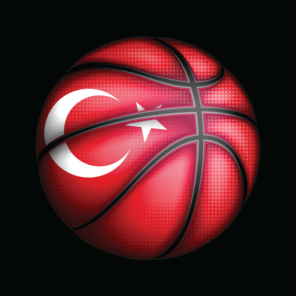 Basketball with turkish sign vector material 02  