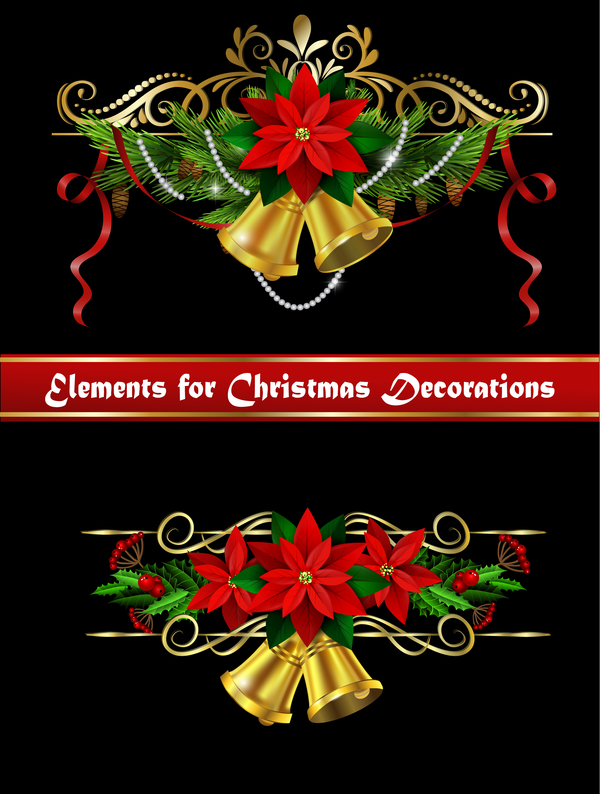 Beaux éléments de conception de décorations de Noël vecteur 13  