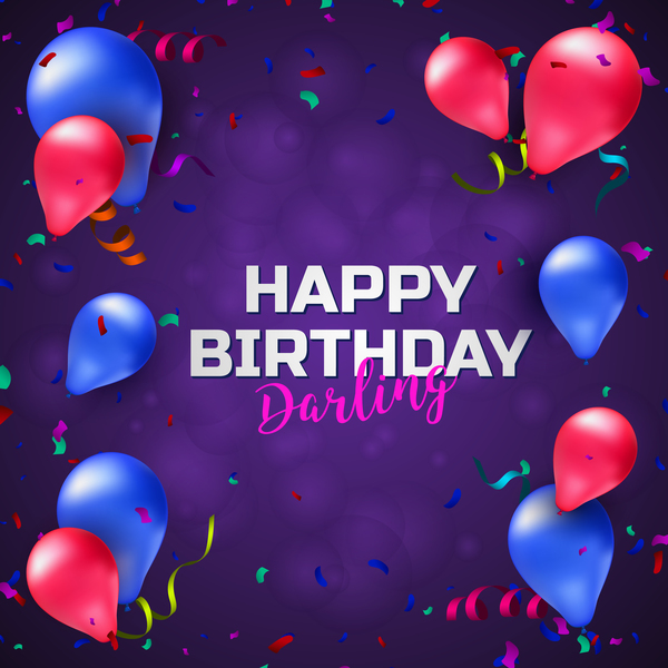 Birthday background with balloons and confetti vector 01  