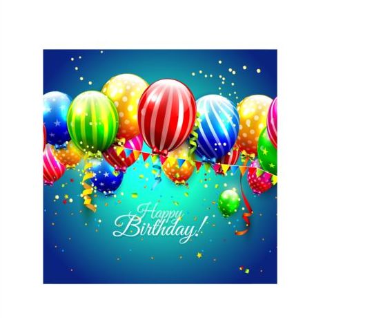 Verjaardag achtergrond met wimpels en ballon lint vector  