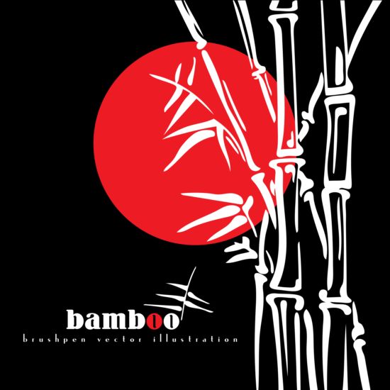 Brush pen bamboo background vector illustration 02  