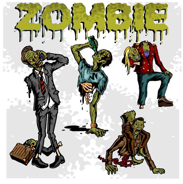 Dessin animé zombie illustration vecteur ensemble 02  