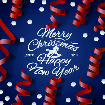 Christmas New Year Ribbon Background vector 01  