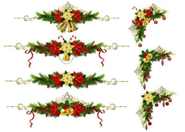 ボーダーベクトル04とクリスマスの飾り装飾  