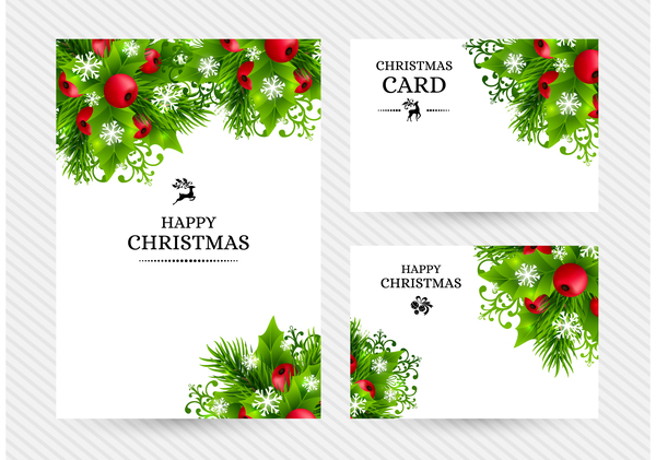 Christmas holly cards design vector 05  