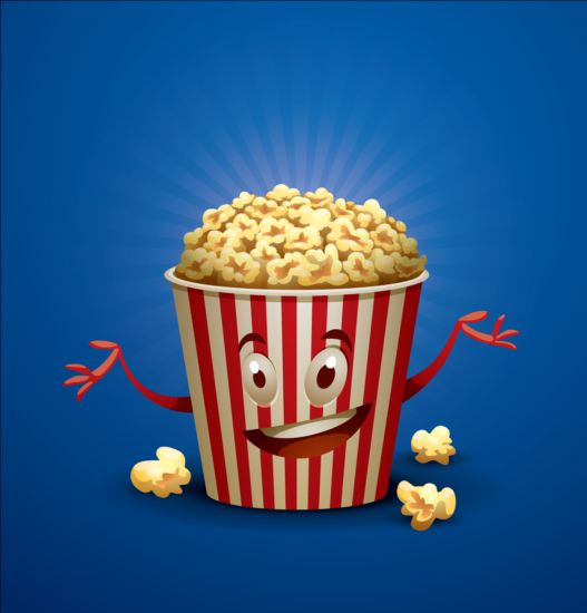 Kino und Popcorn-Eimer vektorisch Hintergrund 05  
