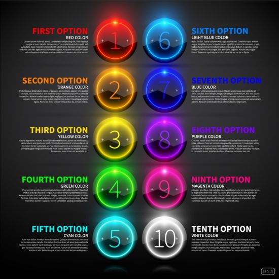 Vettori infografiche neon colorati 03  