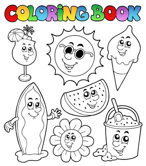Coloring book vector set 01  
