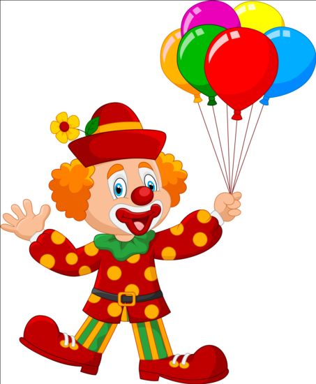 Cute clown with colored balloon vector  