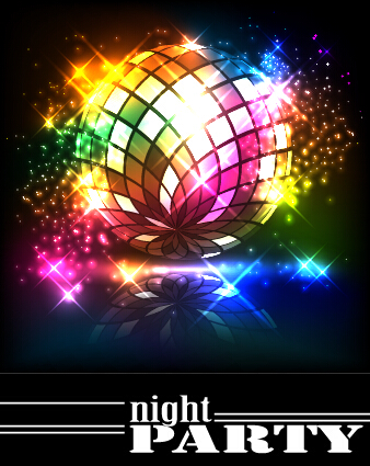Disco night party neon background vector 10  