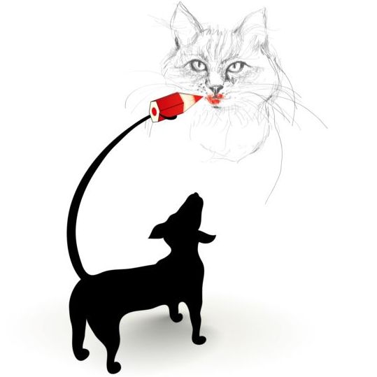 Hund silhouetter och katt vektor  