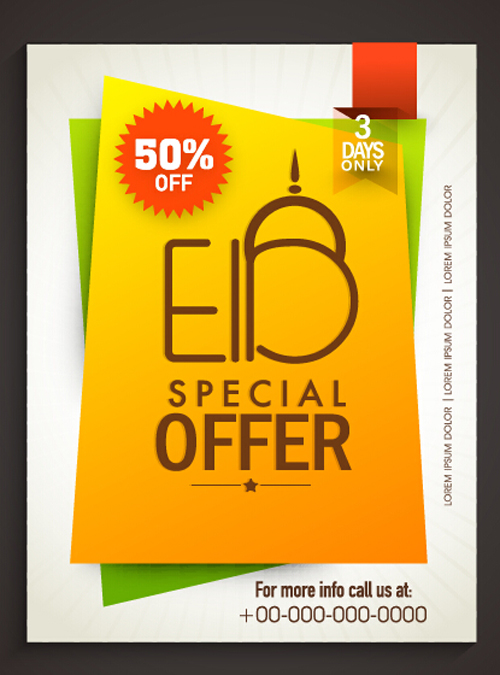 Eid special offer sale flyer vector set 03  