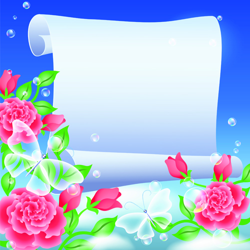 Flower with paper dream background vector 01  