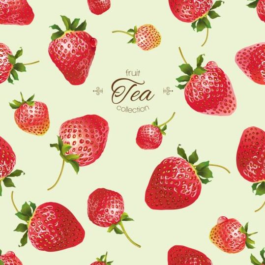 Fruit thee met aardbei achtergrond vector 02  