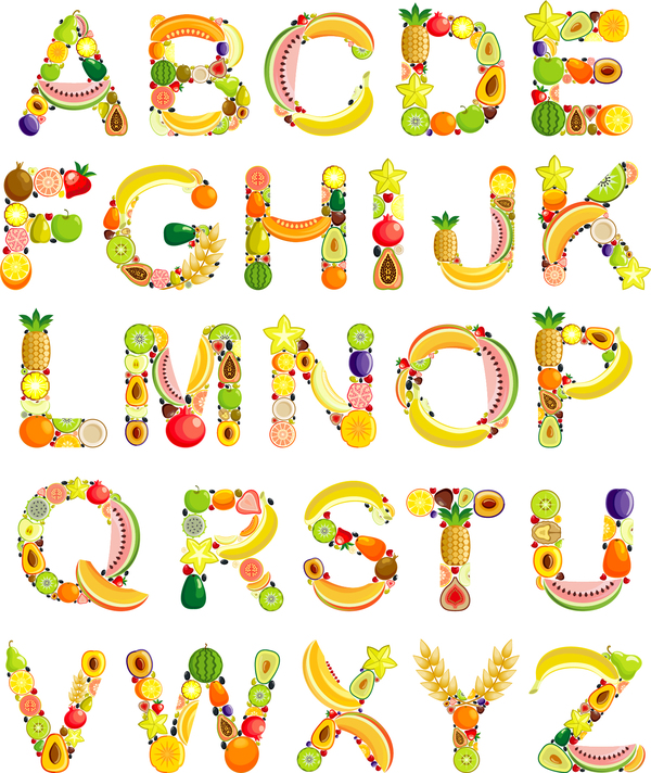 Set di vettori di frutta alfabeti  