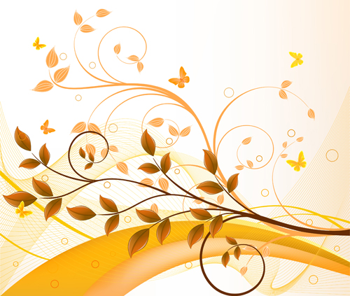 Golden tree branches abstract background vector 01  