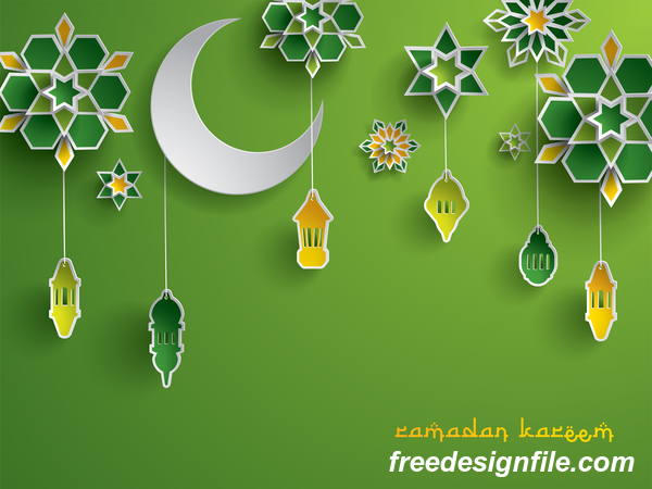 Grüner ramadan Hintergrund mit Dekor glantern Vektor 01  