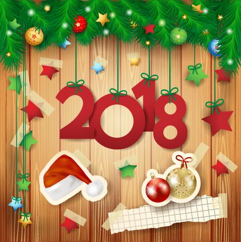 Happy 2018 new year background with decorative vector  