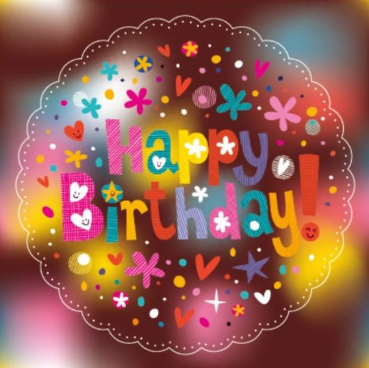 Happy Birthday elements with blurred background vector 01  