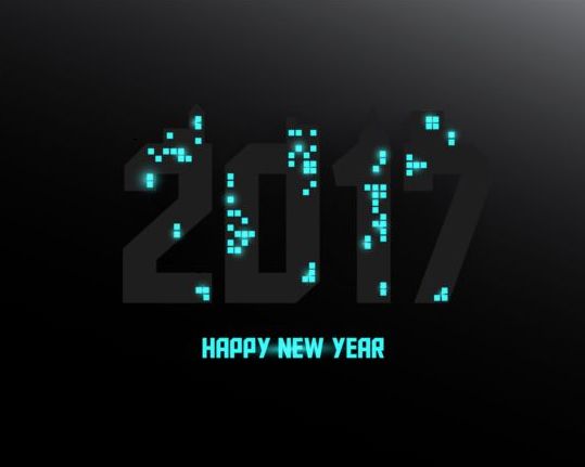 Happy New Year 2017 background with light vector  