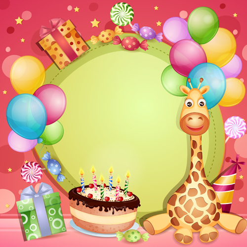 Happy birthday baby cards cute design vector 01  