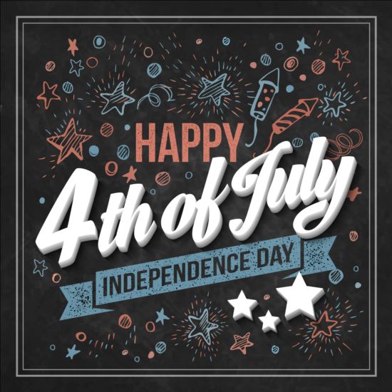 Independence day design elements with blackboard vectors 03  