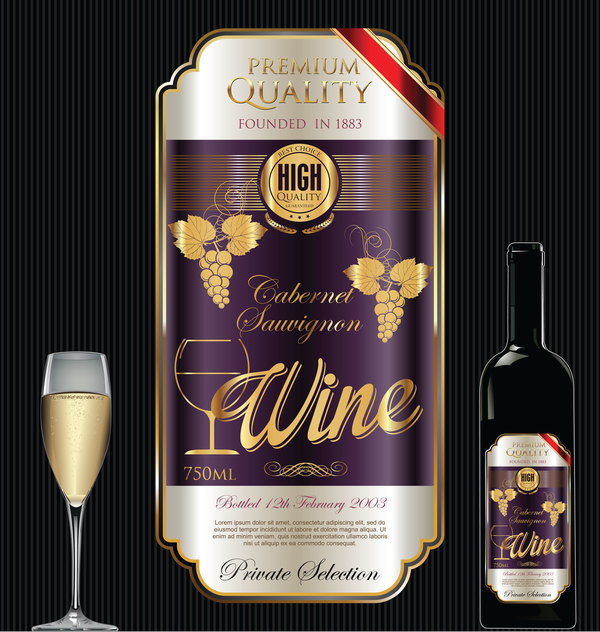 Luxury golden wine label design vector 02  
