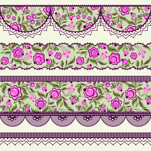 Ornate lace border design vector set 03  