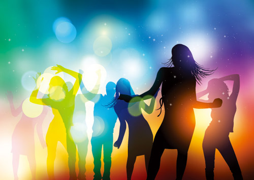 People silhouettes and party backgrounds vector 04  