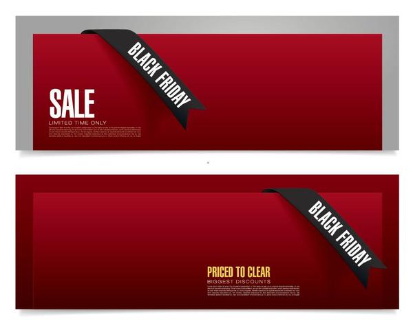 Red black firday sale banners vector  