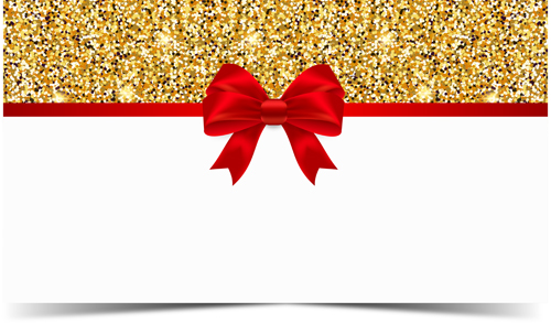 Red bow with gold luxury background vectors 06  