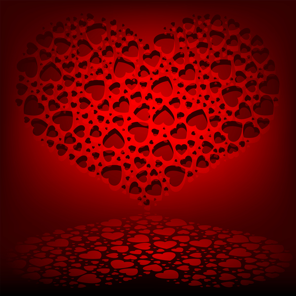 Red heart openwork background vector  